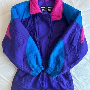 Vintage Stagsport Women's Ski Suit One Piece Snowsuit Size 14 Color Block